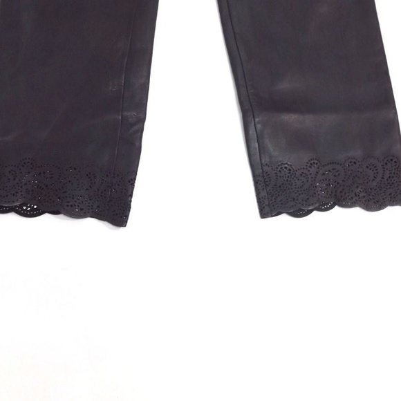 S5A Saks Fifth Avenue HOT Black LEATHER Pants SZ 6 - Picture 2 of 8